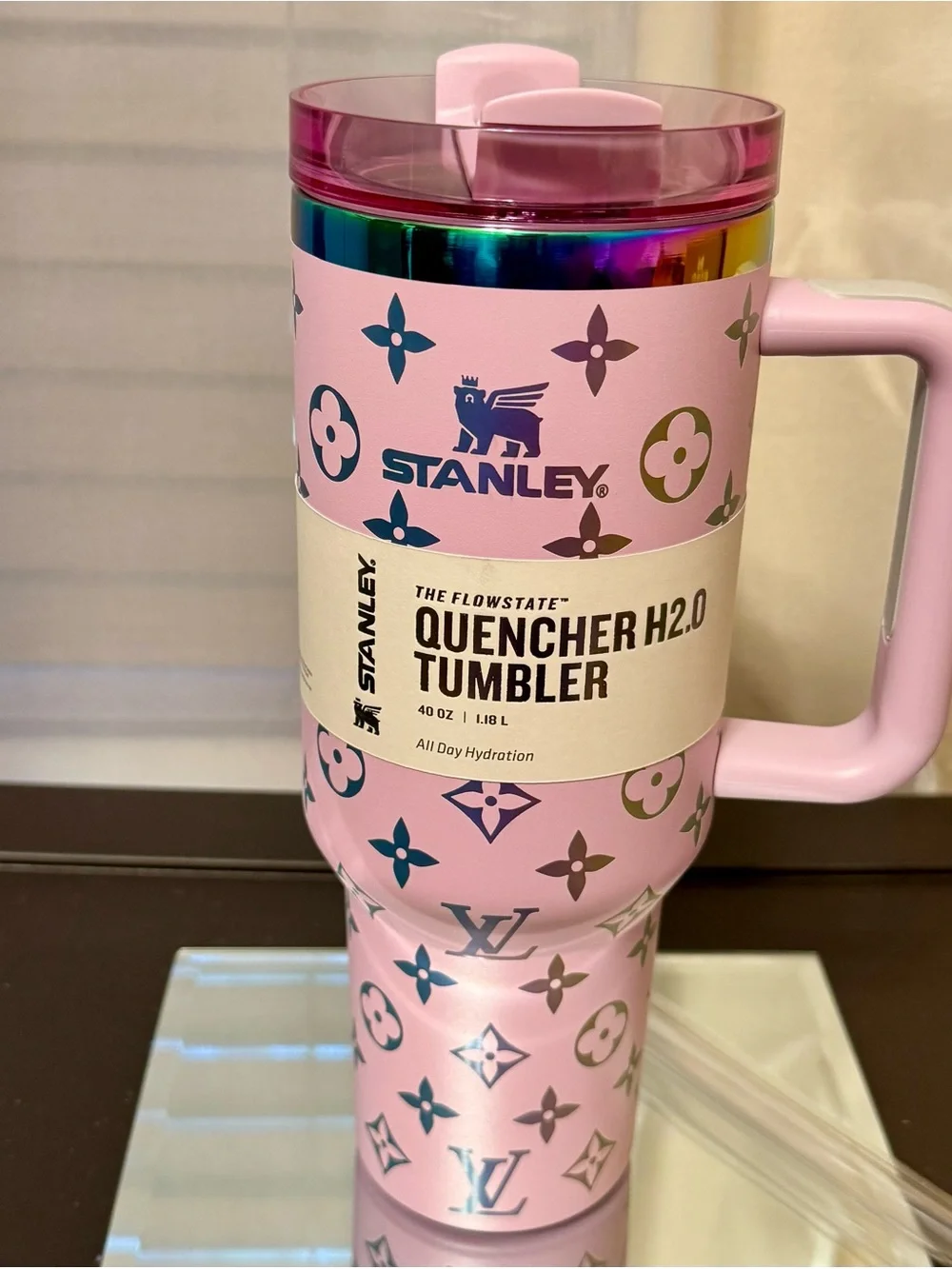 New Stanley Light Purple Tumbler with Iridescent Monogram Accents - Picture 2 of 7
